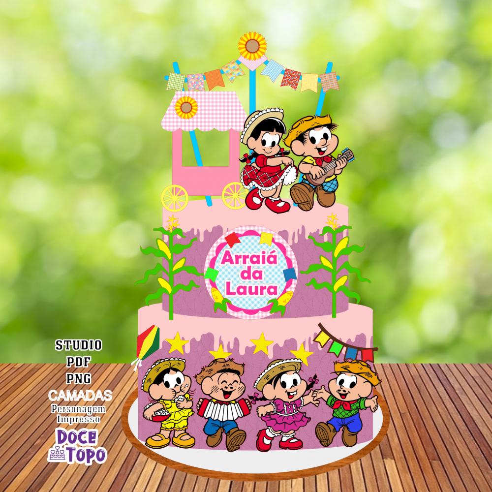 Topo de Bolo Festa Junina Turma da Mônica 02 Studio/PDF/PNG