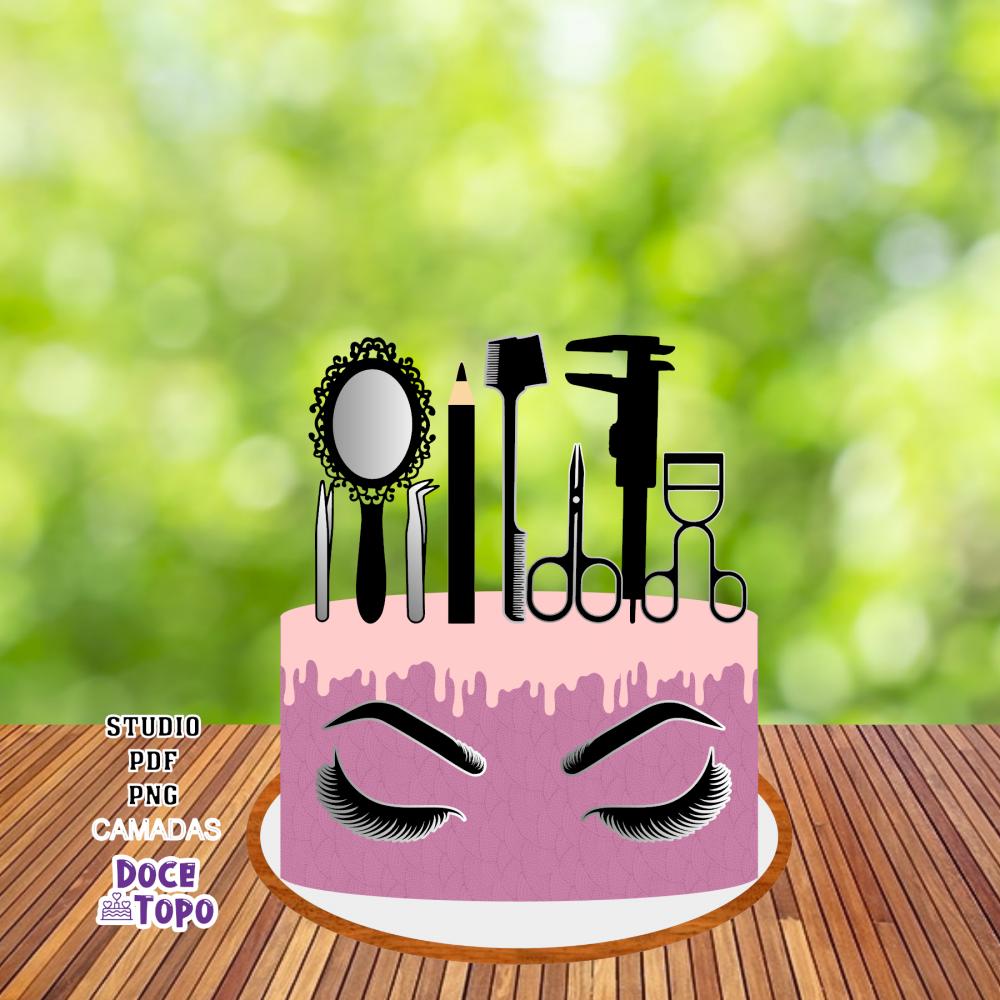 Topo de Bolo Designer de Sobrancelha Studio/PDF/PNG