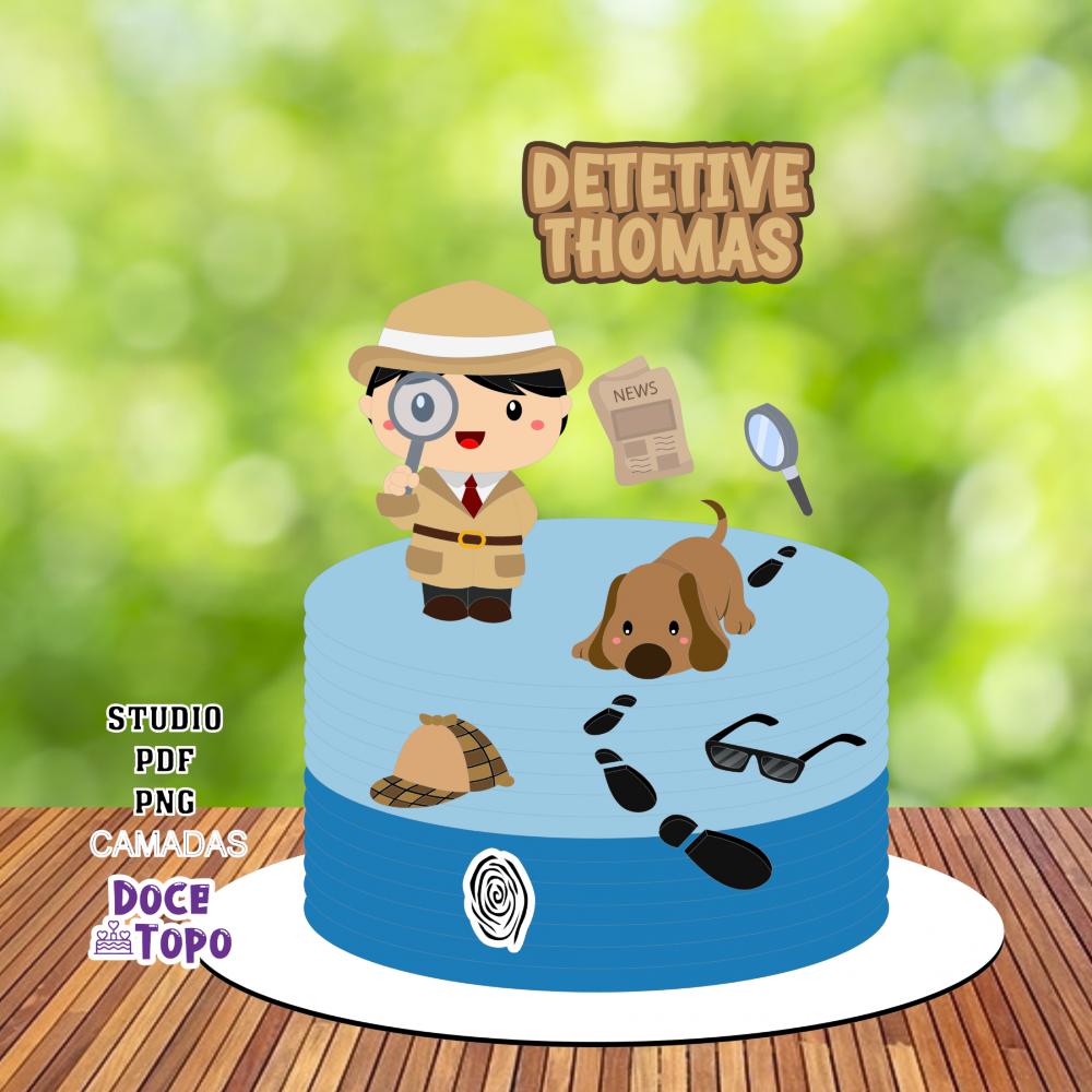 Topo de Bolo Detetive 01 Studio/PDF/PNG