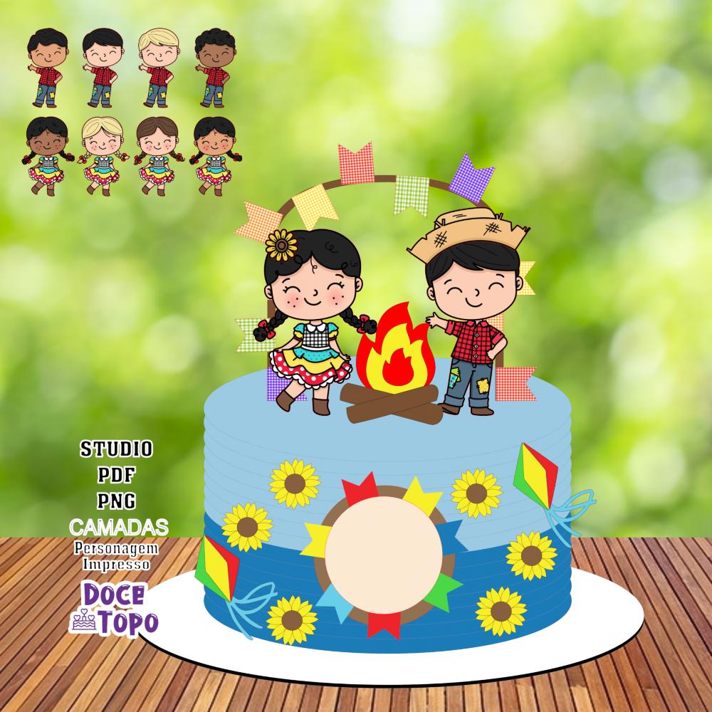 Topo de Bolo Festa Junina 29 Studio/PDF/PNG