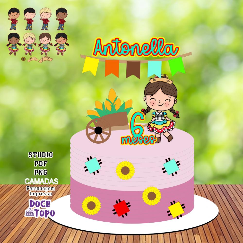 Topo de Bolo Festa Junina 30 Studio/PDF/PNG