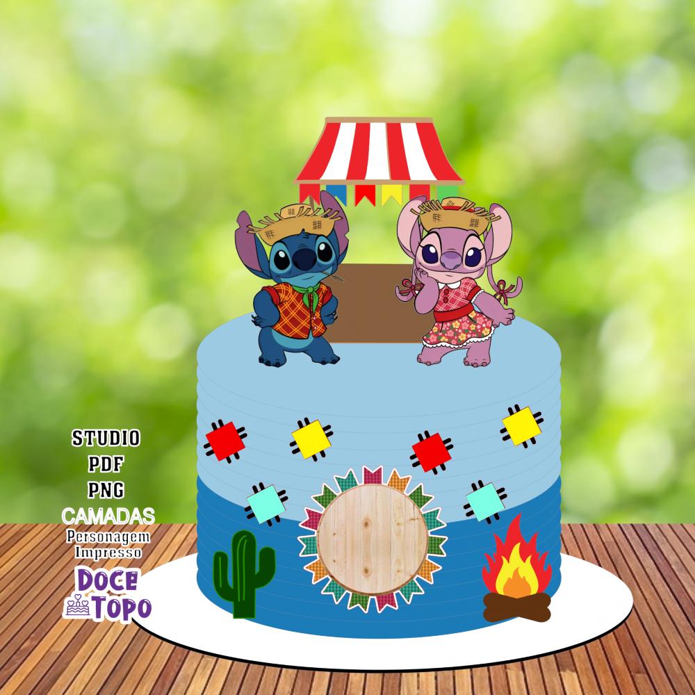 Topo de Bolo Festa Junina Stitch Studio/PDF/PNG