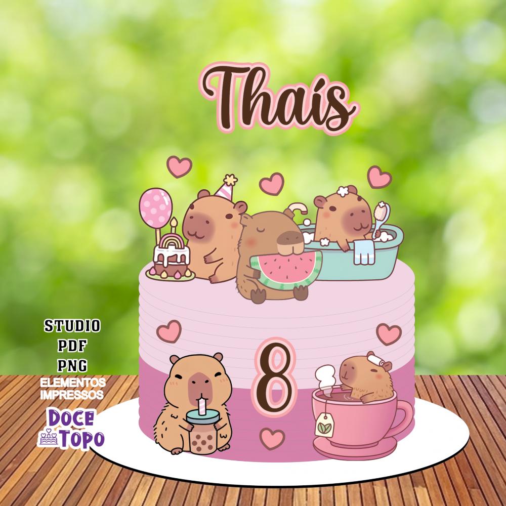Topo de Bolo Capivara 04 Studio/PDF/PNG