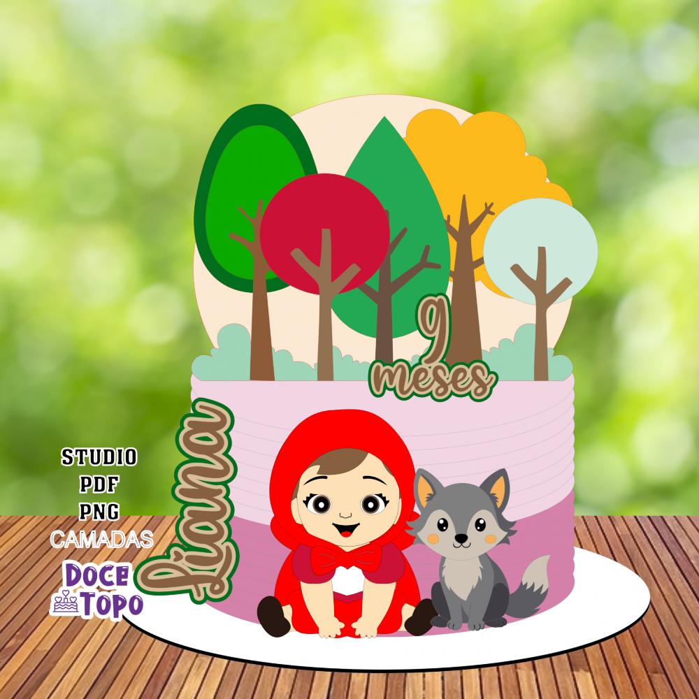 Topo de Bolo Chapeuzinho Vermelho 01 Studio/PDF/PNG