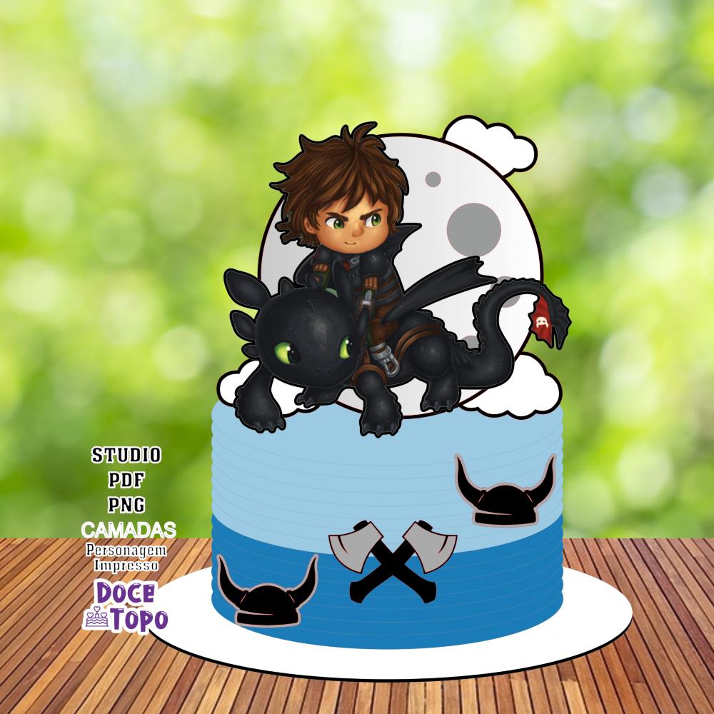 Topo de Bolo Como Treinar o seu Dragão 03 Studio/PDF/PNG