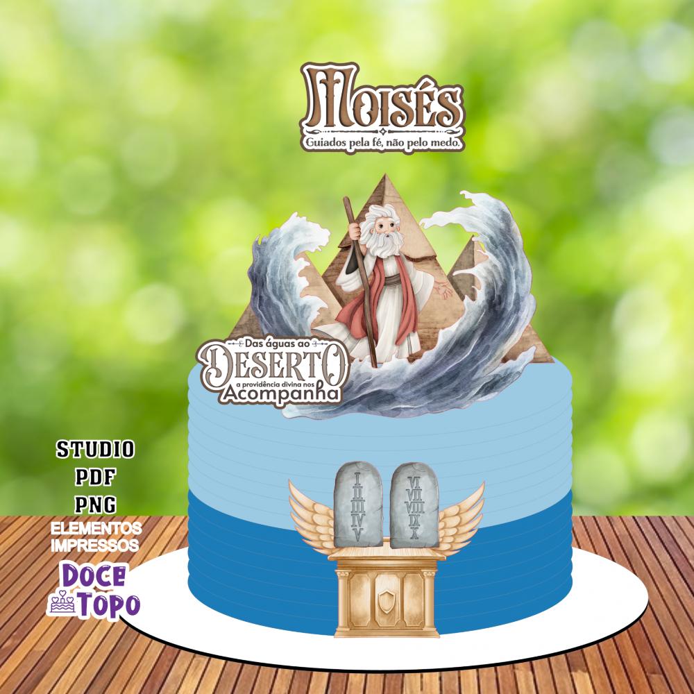 Topo de Bolo Cristão - Moisés 01 Studio/PDF/PNG