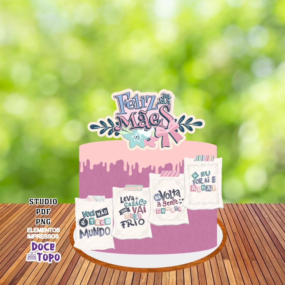 Topo de Bolo Dia das Mães 06 Studio/PDF/PNG
