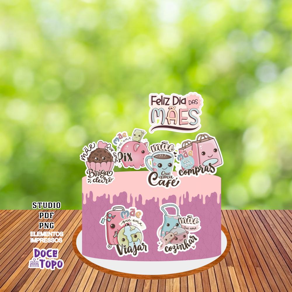 Topo de Bolo Dia das Mães 08 Studio/PDF/PNG
