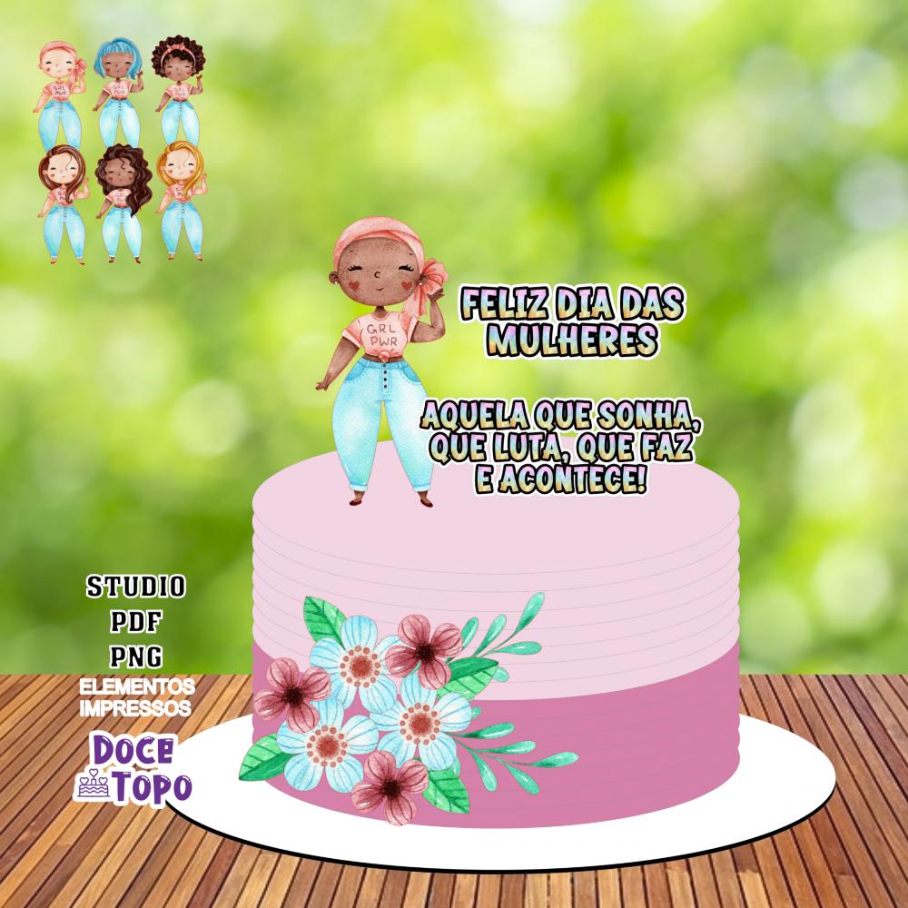 Topo de Bolo Dia das Mulheres 01 Studio/PDF/PNG