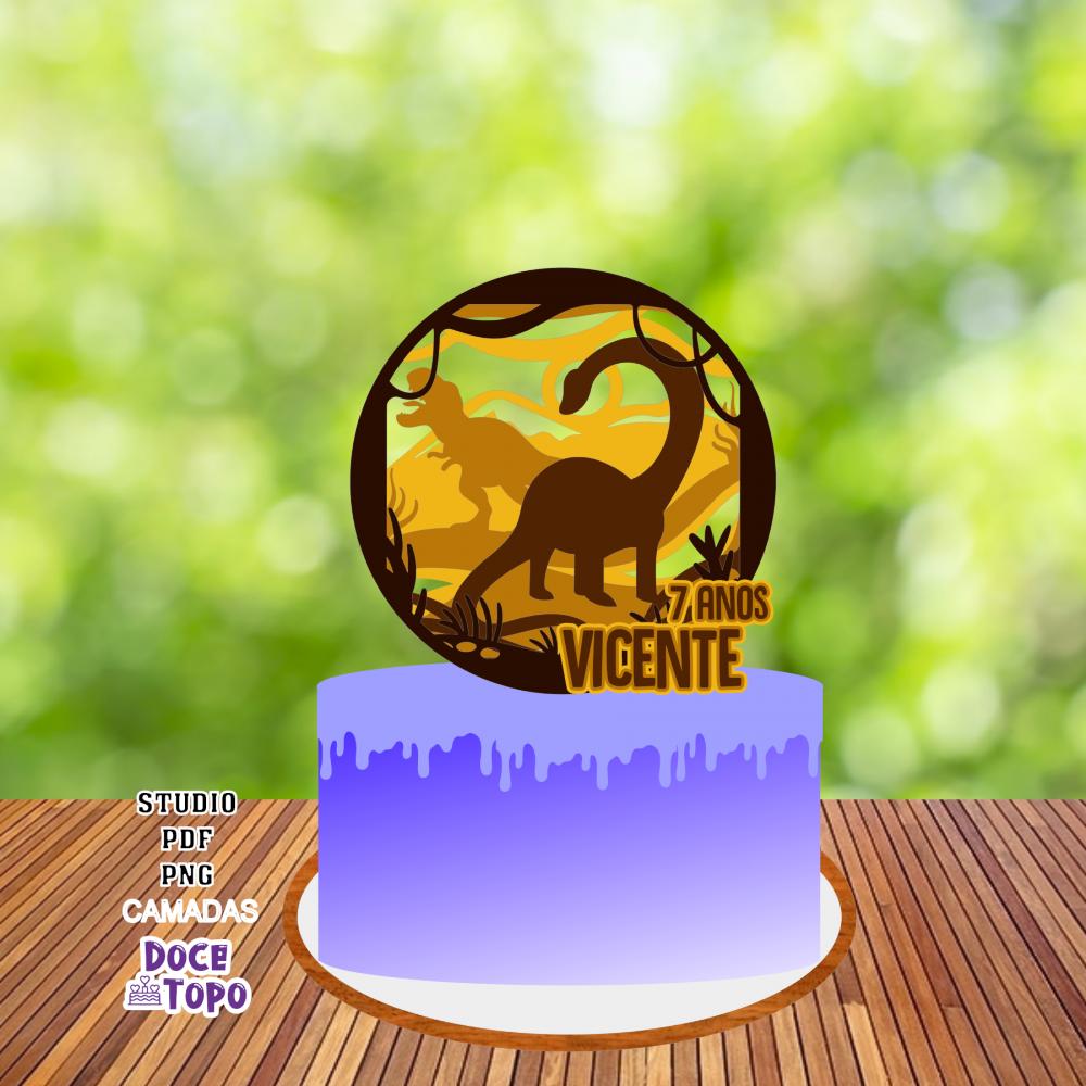 Topo de Bolo Dinossauros 05 Studio/PDF/PNG