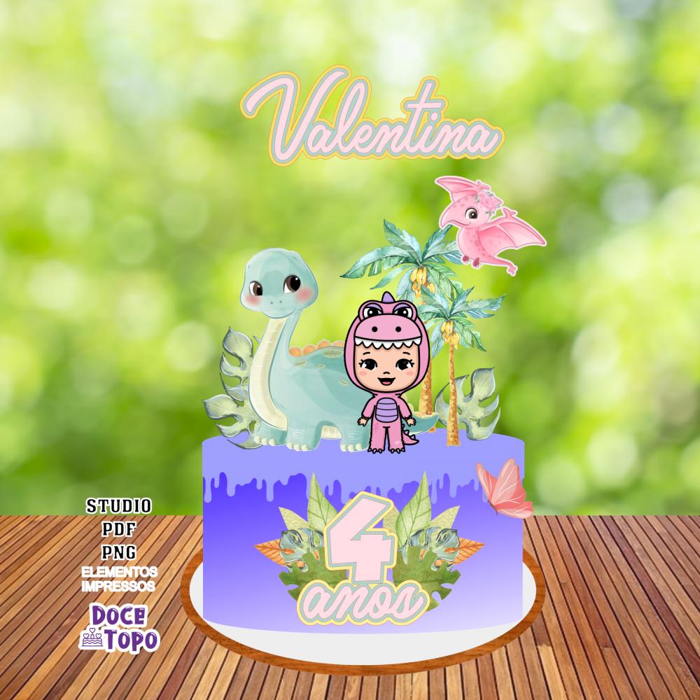 Topo de Bolo Dinossauros 08 Studio/PDF/PNG