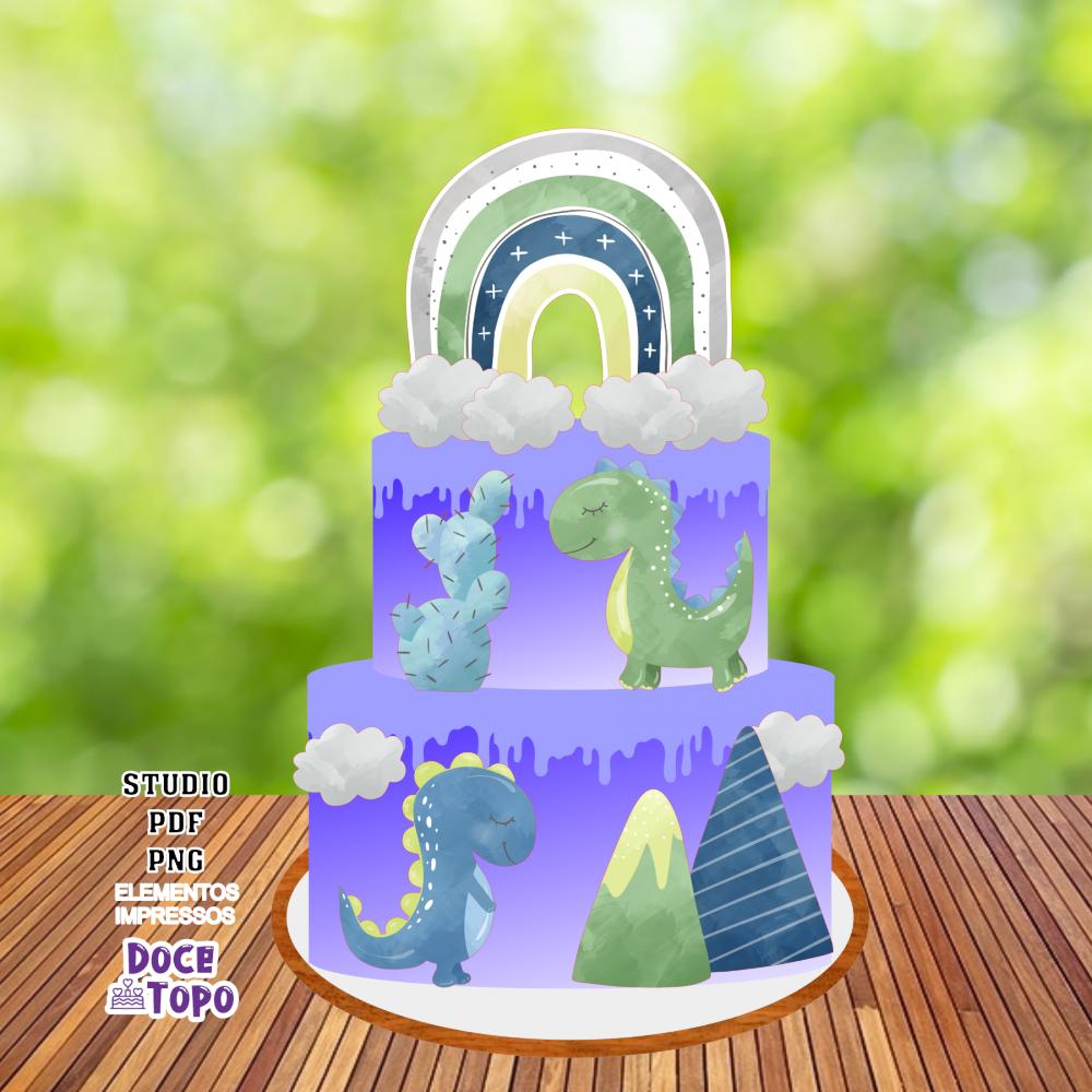 Topo de Bolo Dinossauros 11 Studio/PDF/PNG