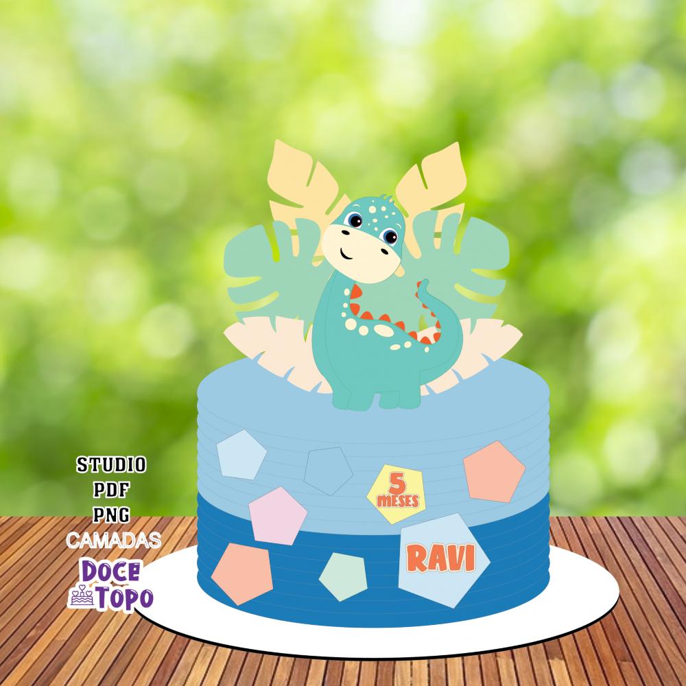 Topo de Bolo Dinossauros 12 Studio/PDF/PNG
