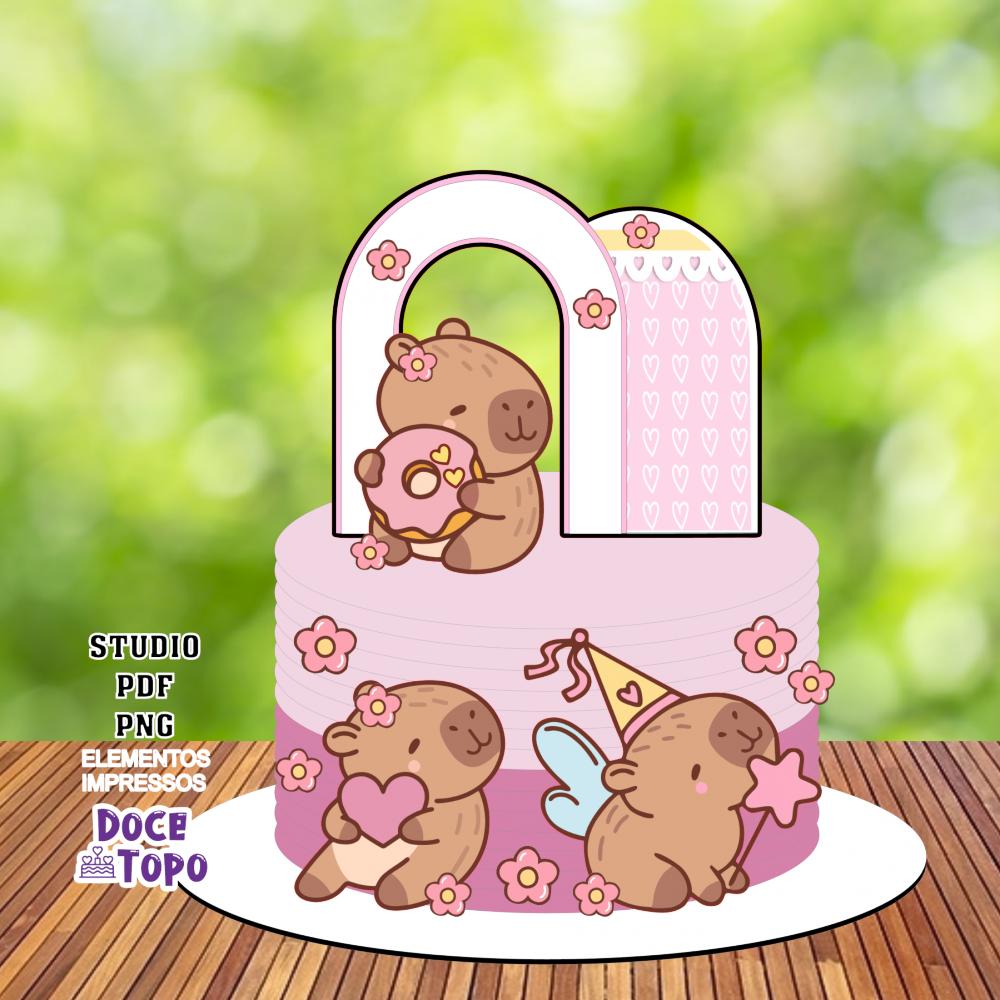 Topo de Bolo Capivara 05 Studio/PDF/PNG