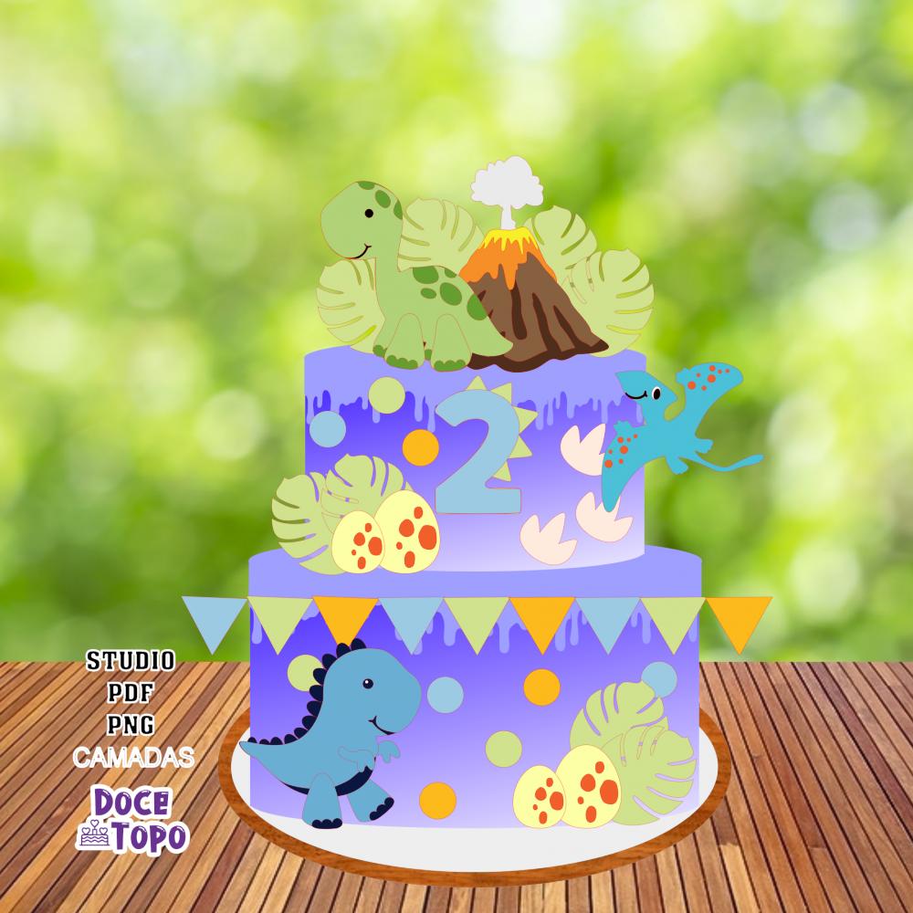Topo de Bolo Dinossauros 16 Studio/PDF/PNG
