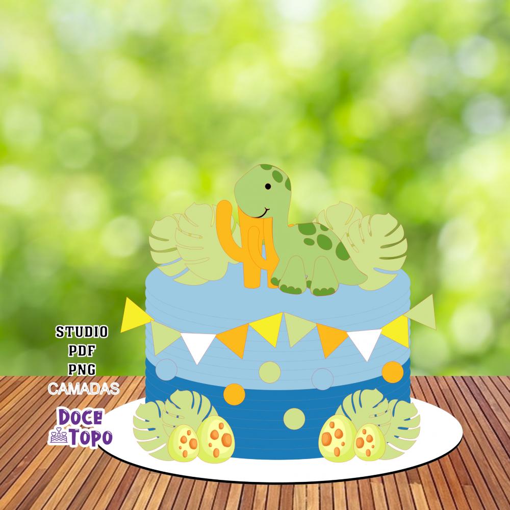 Topo de Bolo Dinossauros 17 Studio/PDF/PNG