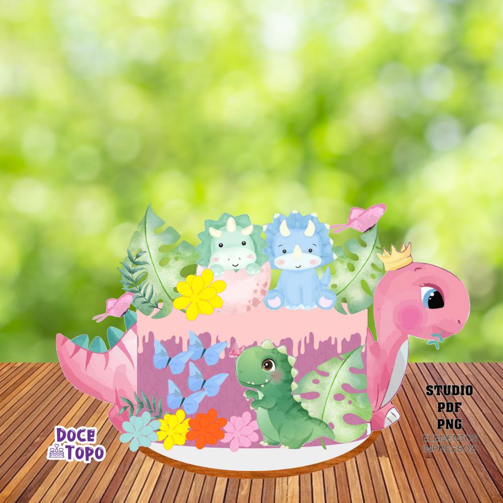 Topo de Bolo Dinossauros Baby Studio/PDF/PNG