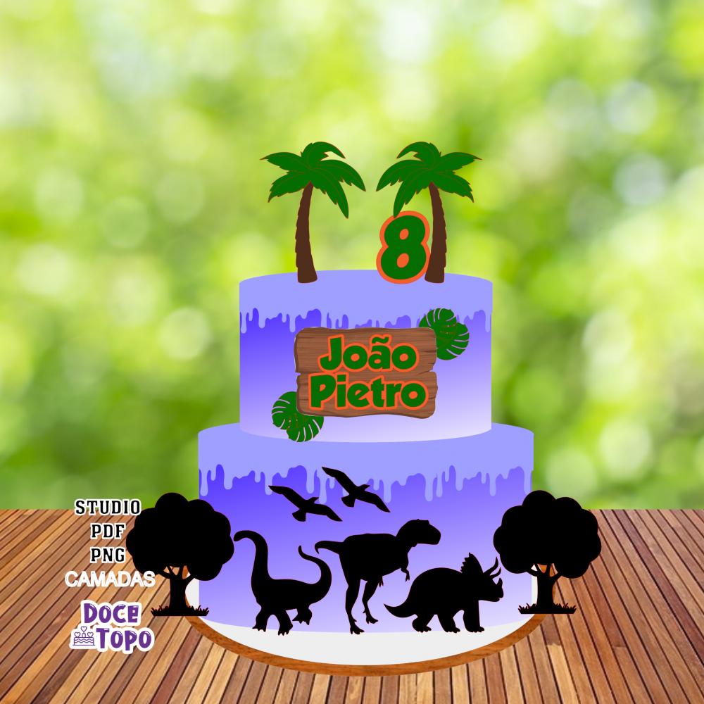 Topo de Bolo Dinossauros Jurassic 01 Studio/PDF/PNG