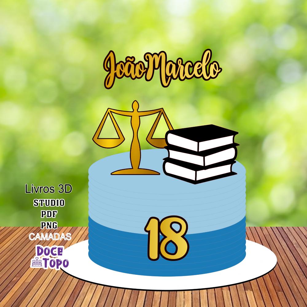 Topo de Bolo Direito Livros 01 Studio/PDF/PNG