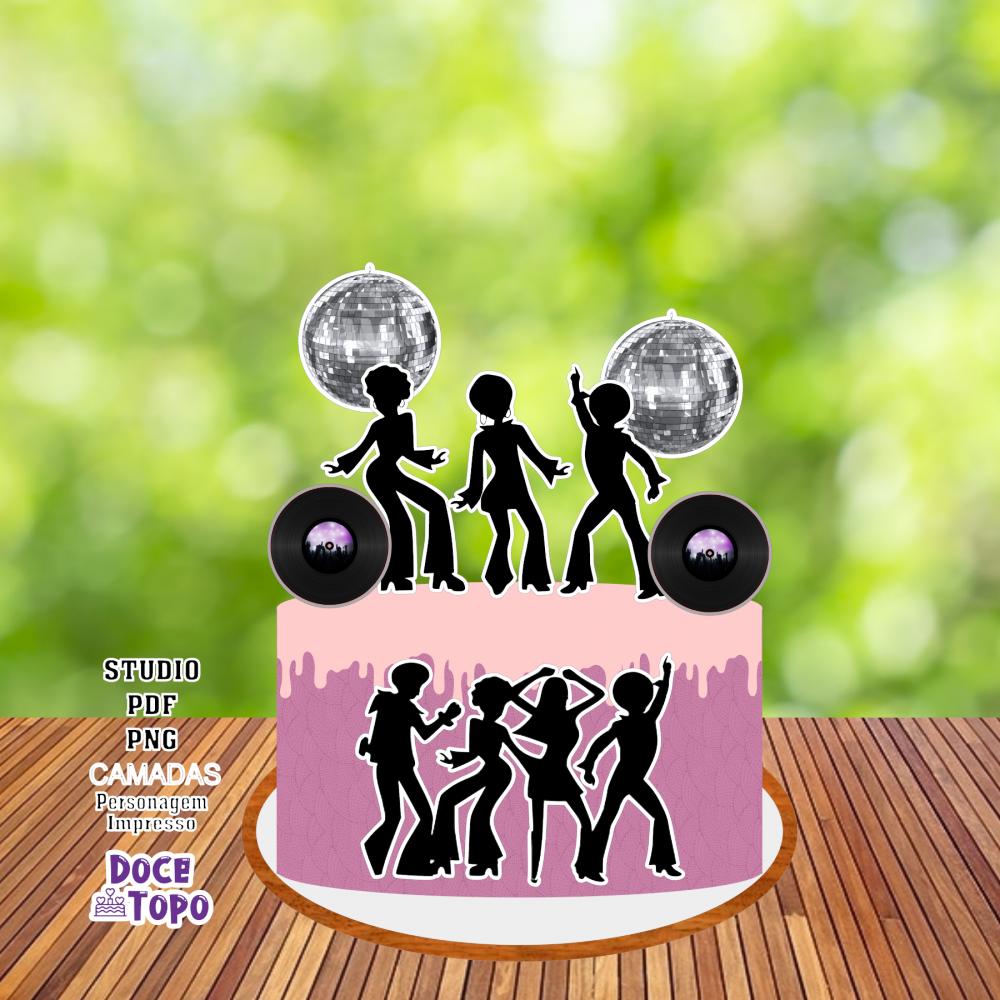 Topo de Bolo Disco Studio/PDF/PNG