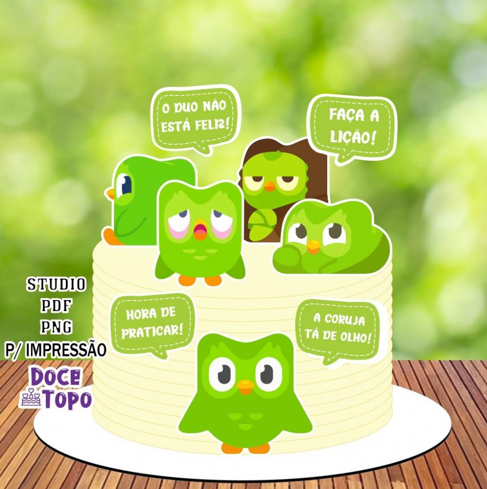 Topo de Bolo Duolingo Studio/PDF/PNG