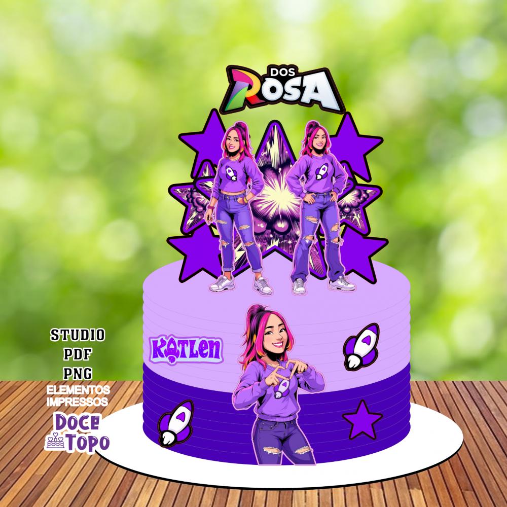 Topo de Bolo Katlen dos Rosas 02 Studio/PDF/PNG