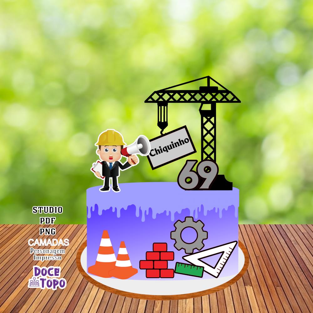 Topo de Bolo Engenheiro 01 Studio/PDF/PNG