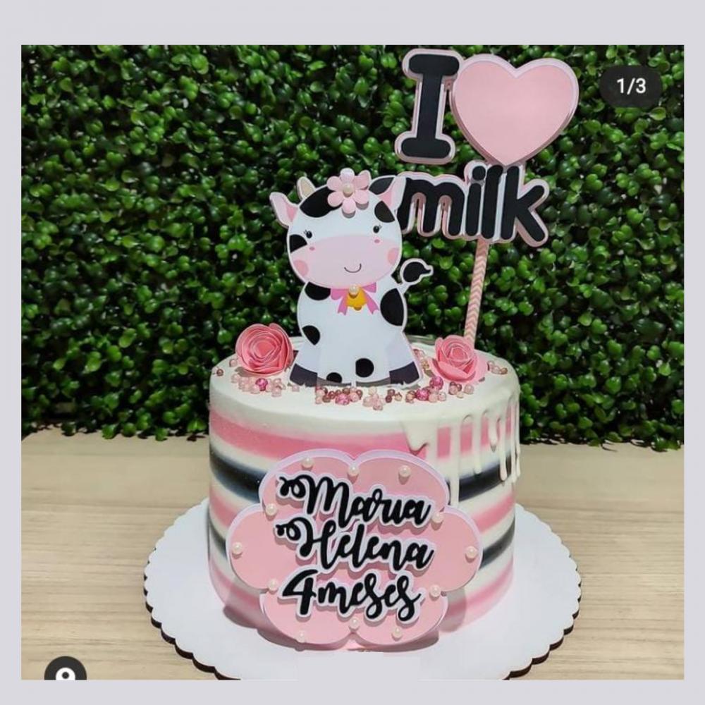 Topo de Bolo Eu Amo Leite 02 Studio/PDF/PNG