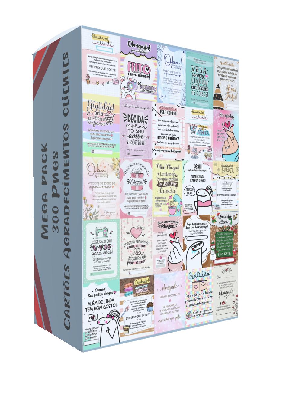 Kit Digital Png Mega Pack 300 Cartões Agradecimentos Embalagens 