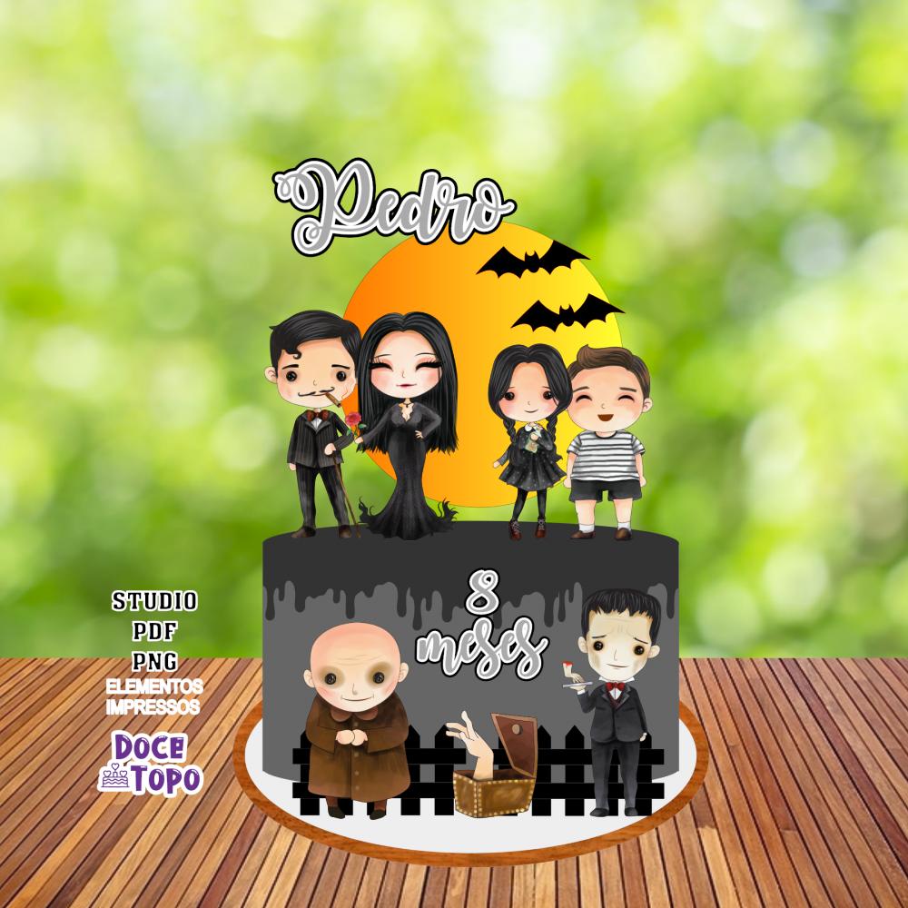 Topo de Bolo Família Adams 01 Studio/PDF/PNG