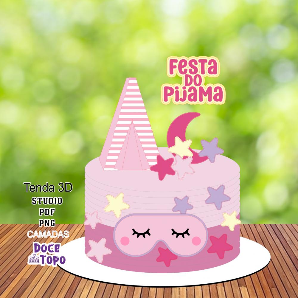 Topo de Bolo Festa do Pijama 01 Studio/PDF/PNG