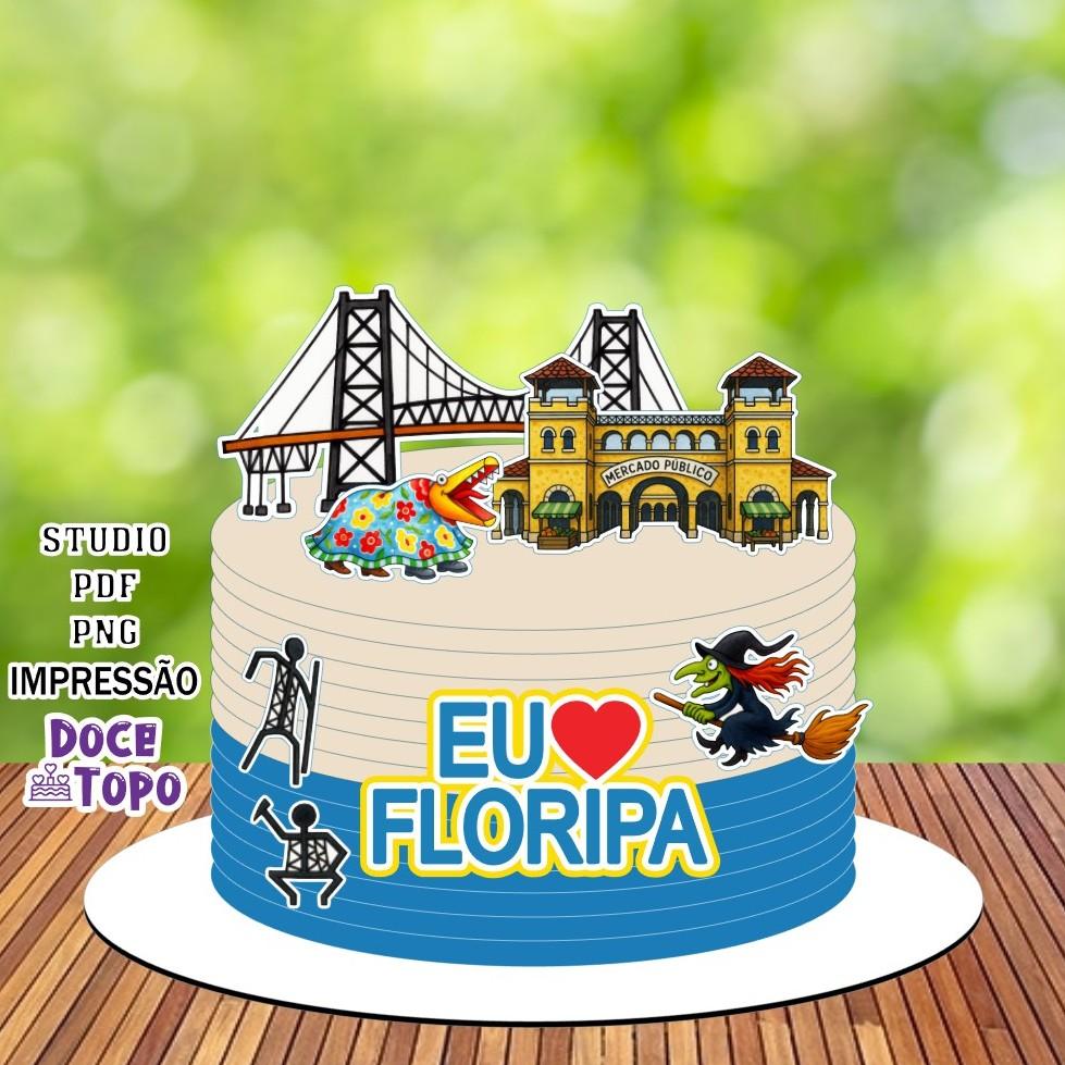 Topo de Bolo Floripa 02 Studio/PDF/PNG