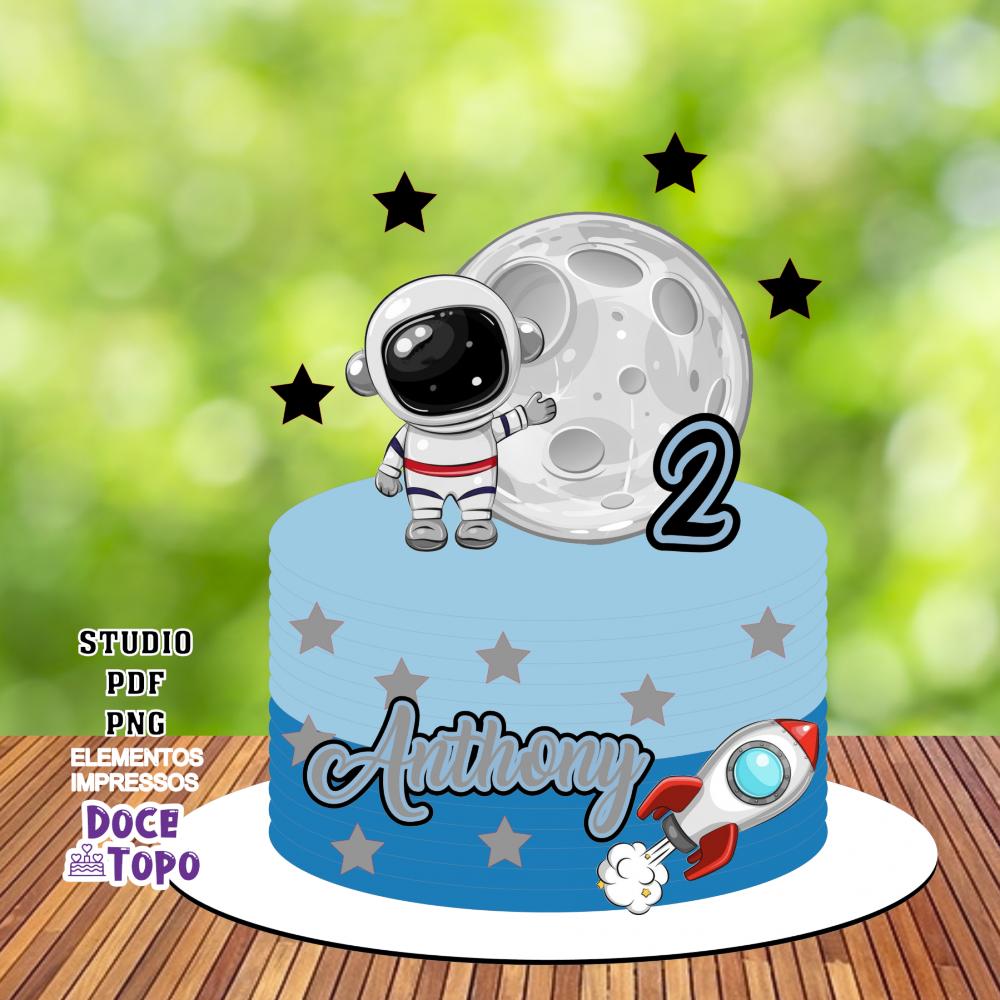 Topo de Bolo Astronauta 14 Studio/PDF/PNG