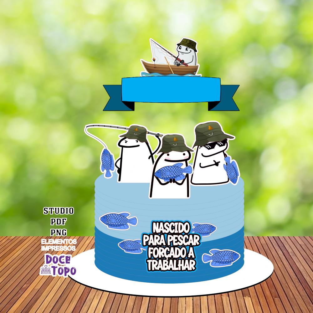 Topo de Bolo Flork Pescaria 01 Studio/PDF/PNG