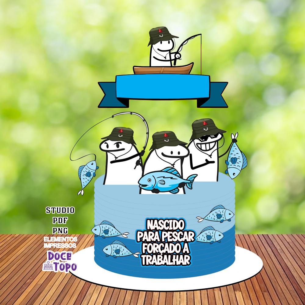 Topo de Bolo Flork Pescaria 02 Studio/PDF/PNG