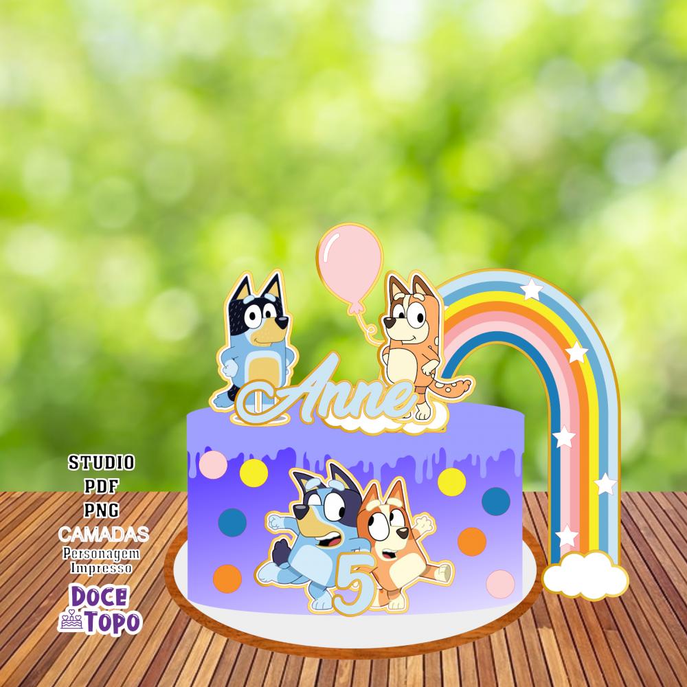 Topo de Bolo Bluey e Bingo 02 Studio/PDF/PNG