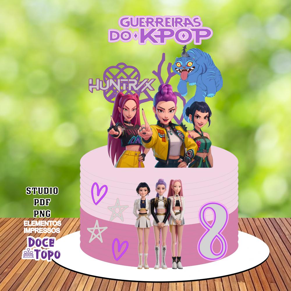 Topo de Bolo Guerreiras do K-Pop 01 Studio/PDF/PNG