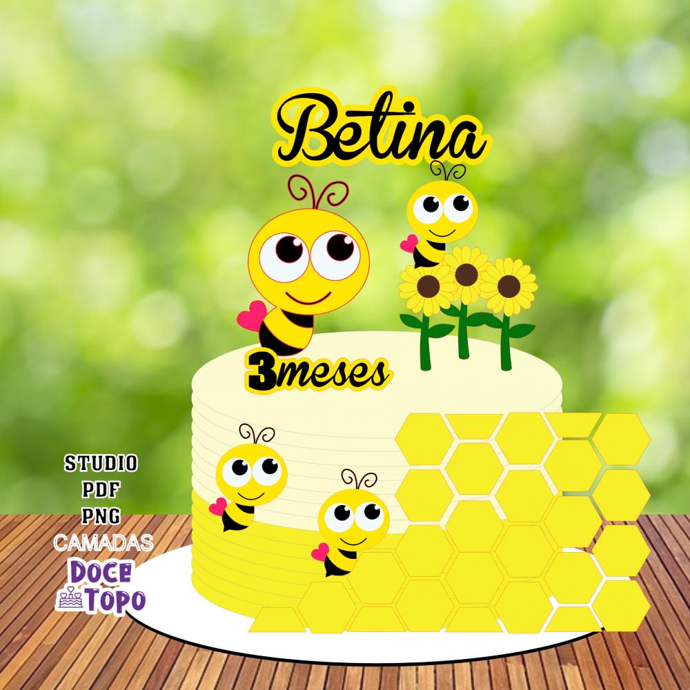 Topo de Bolo Abelhinha 08 Studio/PDF/PNG