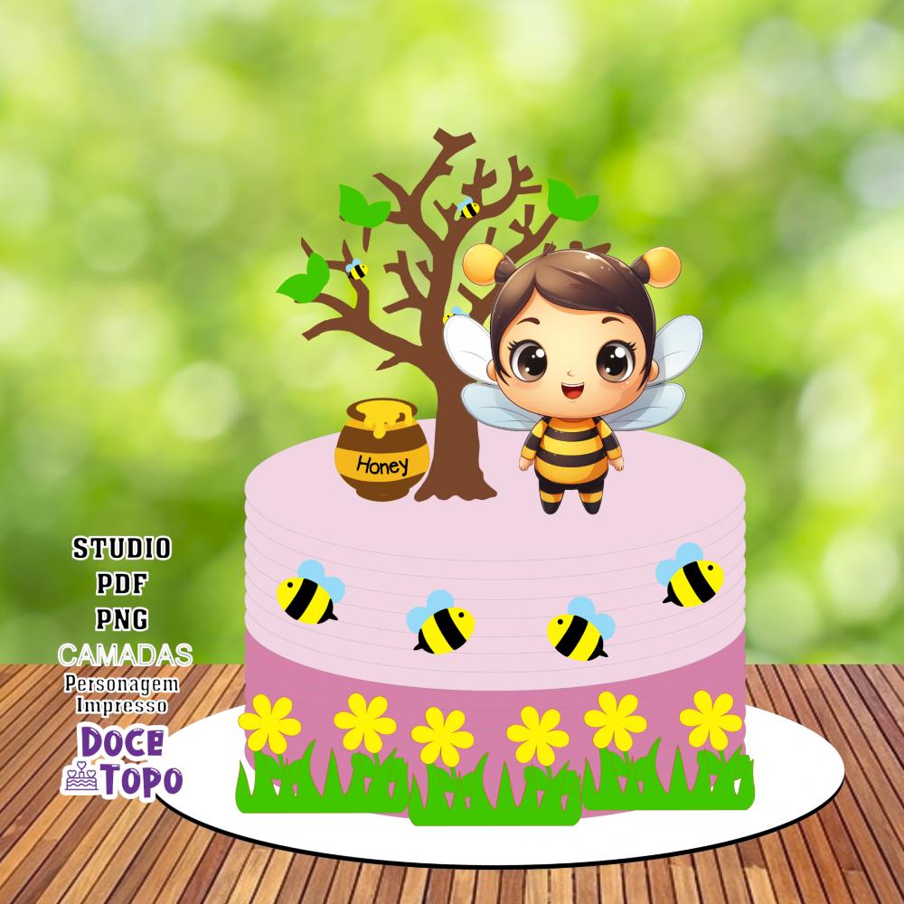 Topo de Bolo Abelhinha 22 Studio/PDF/PNG