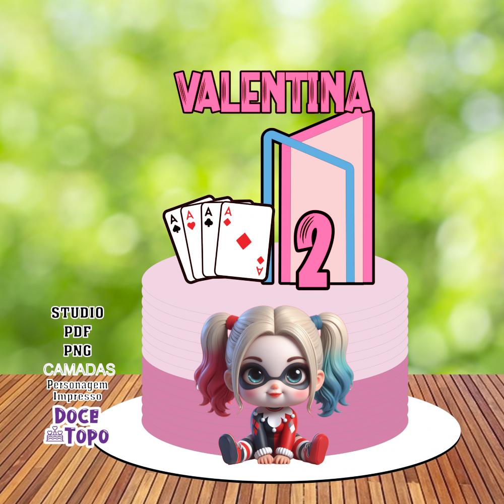 Topo de Bolo Arlequina 09 Studio/PDF/PNG