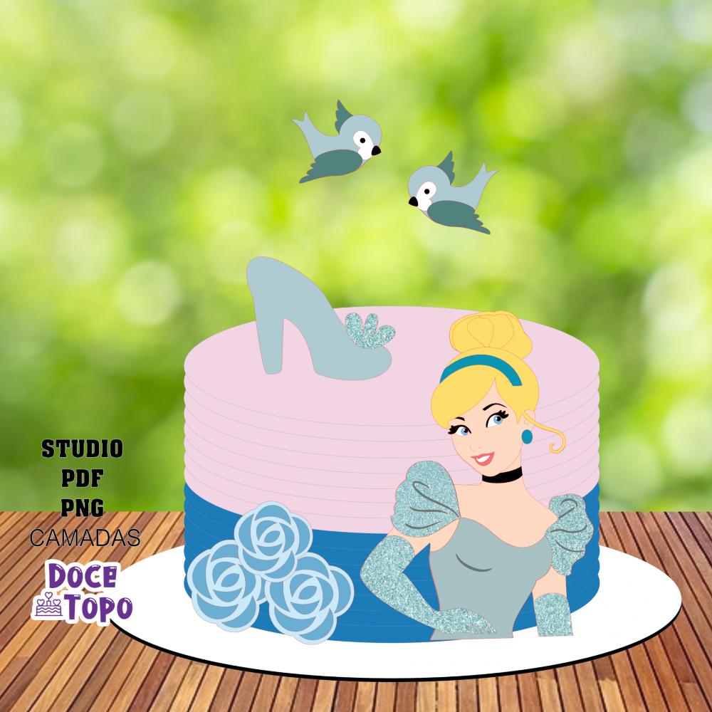 Topo de Bolo Cinderela 04 Studio/PDF/PNG
