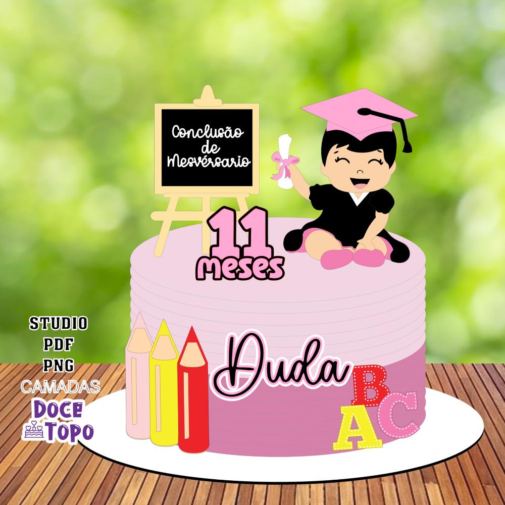 Topo de Bolo Formatura Mesversário 01 Studio/PDF/PNG