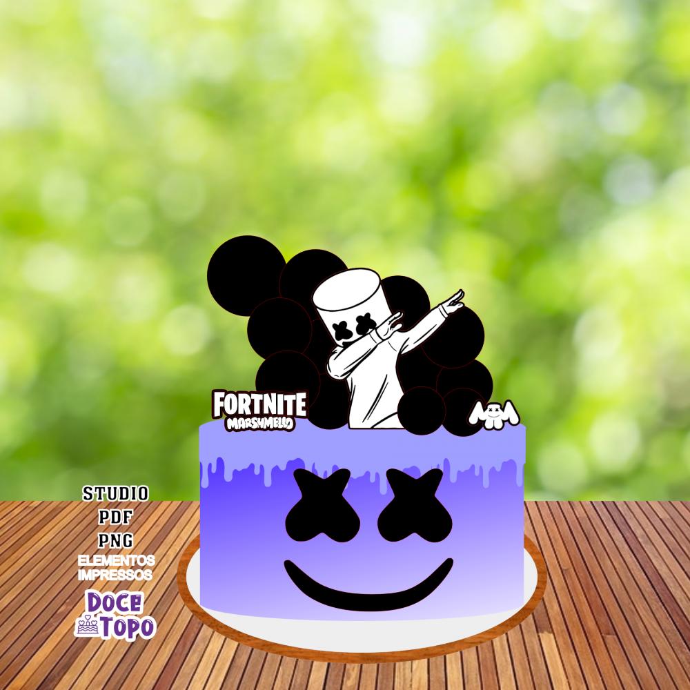 Topo de Bolo Fotnite Marshmello Studio/PDF/PNG