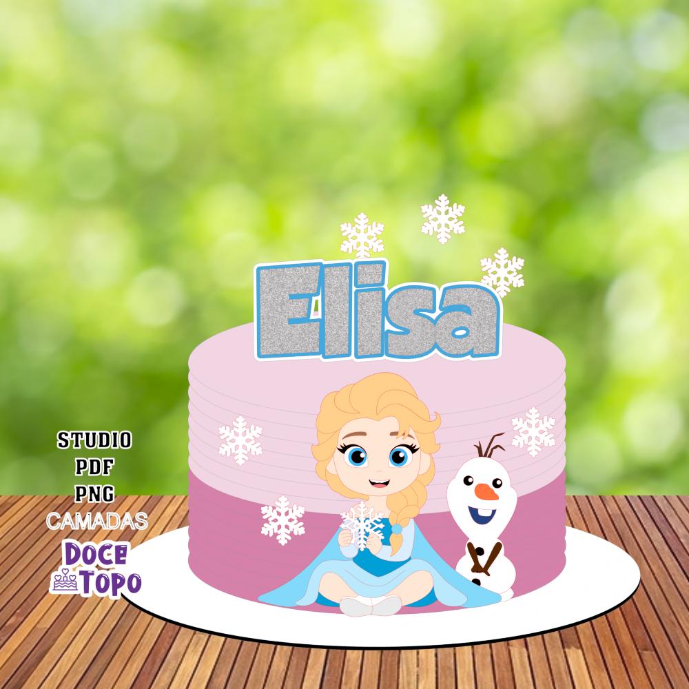 Topo de Bolo Frozen Elza 01 Studio/PDF/PNG