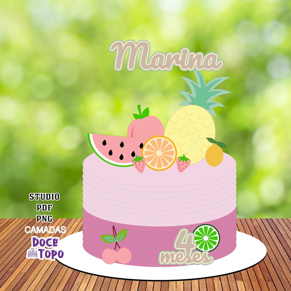 Topo de Bolo Frutinhas 01 Studio/PDF/PNG