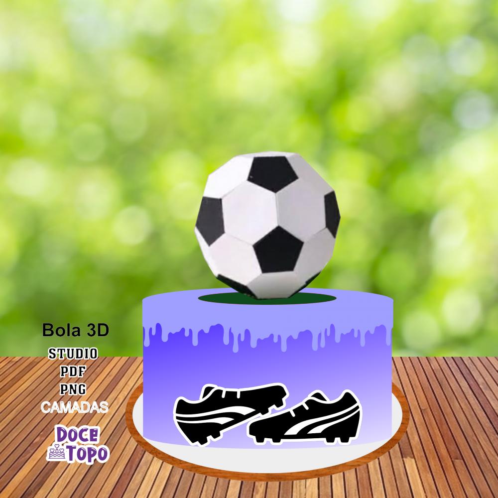 Topo de Bolo Futebol Bola 3D Studio/PDF/PNG