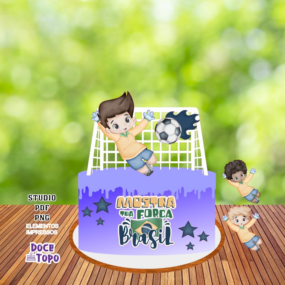 Topo de Bolo Futebol Brasil 01 Studio/PDF/PNG