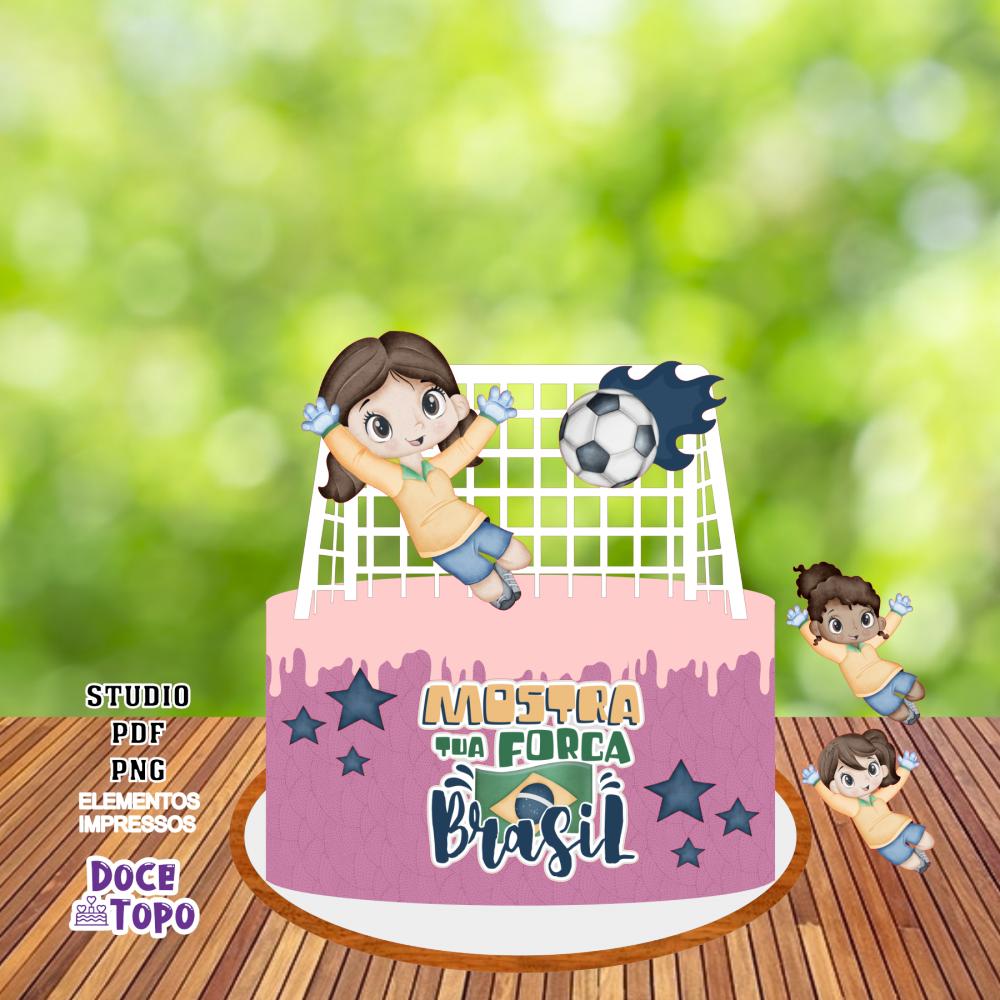 Topo de Bolo Futebol Brasil 02 Studio/PDF/PNG