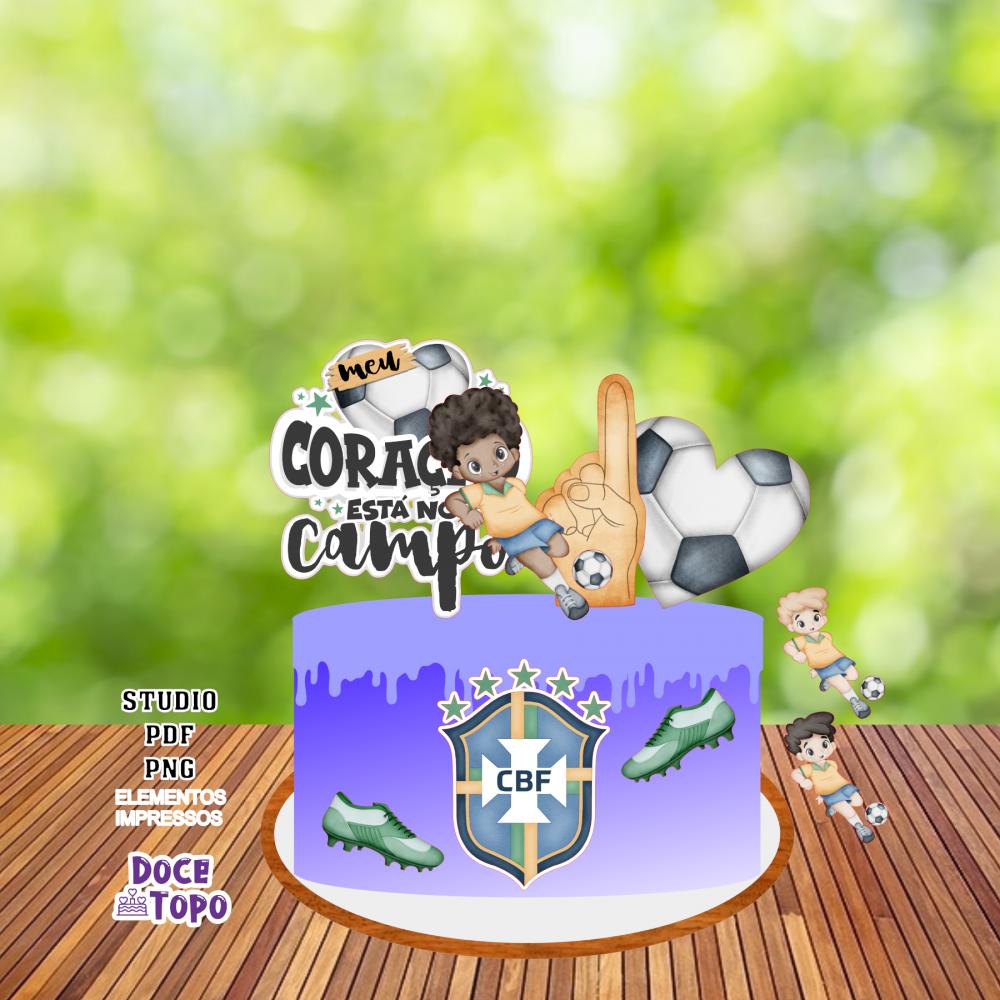 Topo de Bolo Futebol Brasil 03 Studio/PDF/PNG