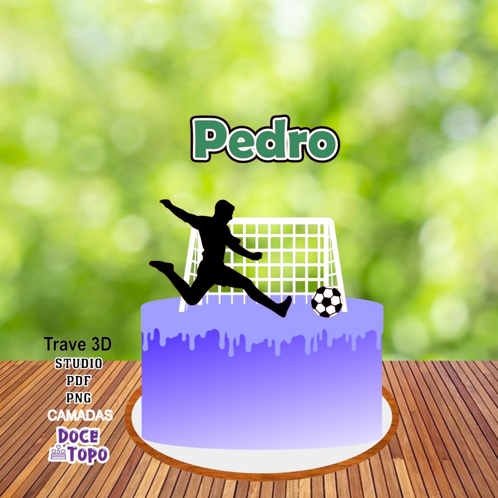 Topo de Bolo Futebol Trave 3D Studio/PDF/PNG